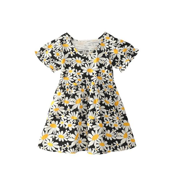

girl's dresses 2021 girl princess dress summer kid girls cute floral print for holiday children's 0-6y clothing, Red;yellow