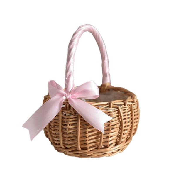 

storage baskets gift flower basket wedding bridal girl home decor woven willow portable handle party decorative kitchen