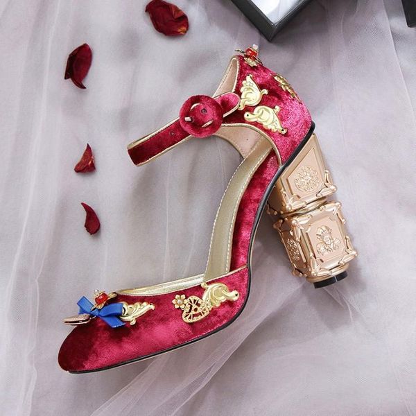 

sandals metal high-heeled shoes hollow ladies large size autumn golden velvet handmade flower, Black