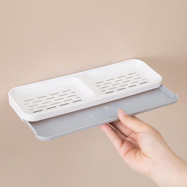 

soap dishes practical dish wall mounted draining double slot non slip hanging bathroom holder pp shelf shower accessories storage box
