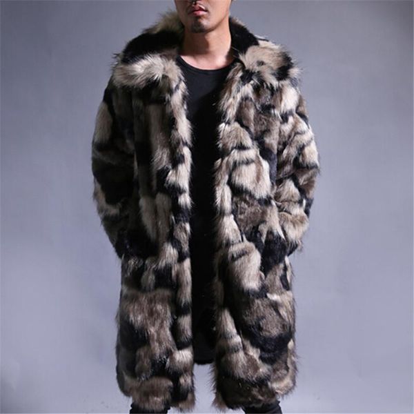 

men's fur & faux 2021 winter autumn imitation mink coat large size turn down collar man coats mix color mens clothes, Black