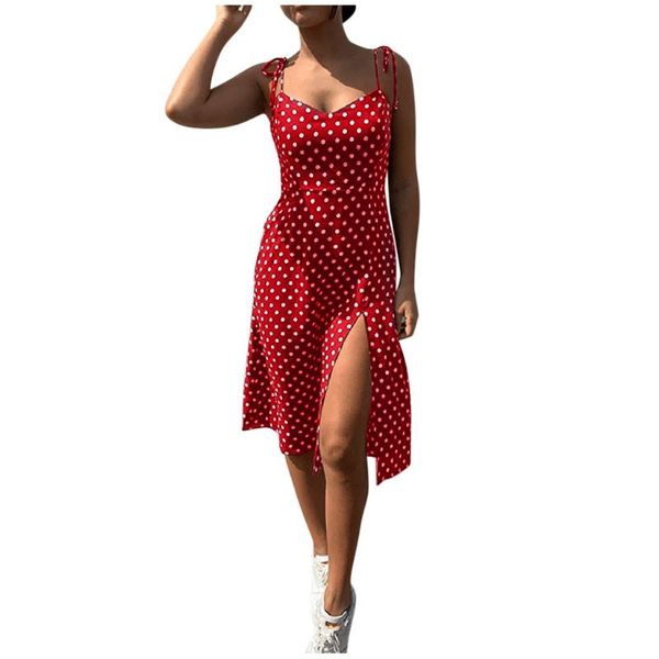 

womens fashion causal dot sleeveless high waist v-neck dress, Black;gray