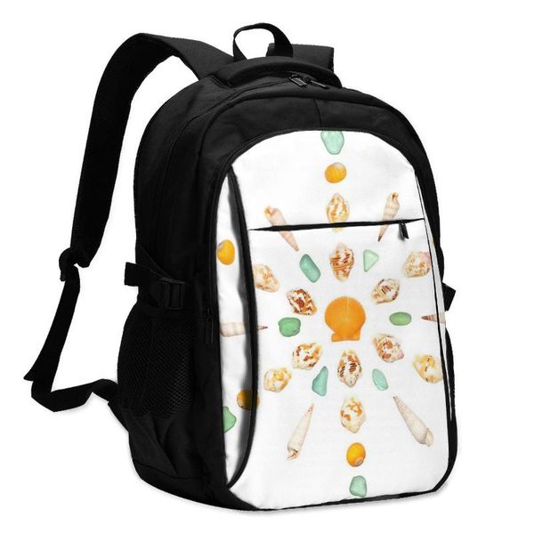 

backpack seashells backpacks charging usb business teenage lightweight sweet bags