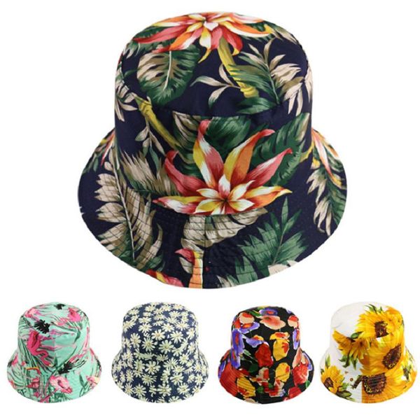 

wide brim hats 3d sunflower double sided fisherman hat female street trend printing big brimmed summer outdoor sunhat, Blue;gray