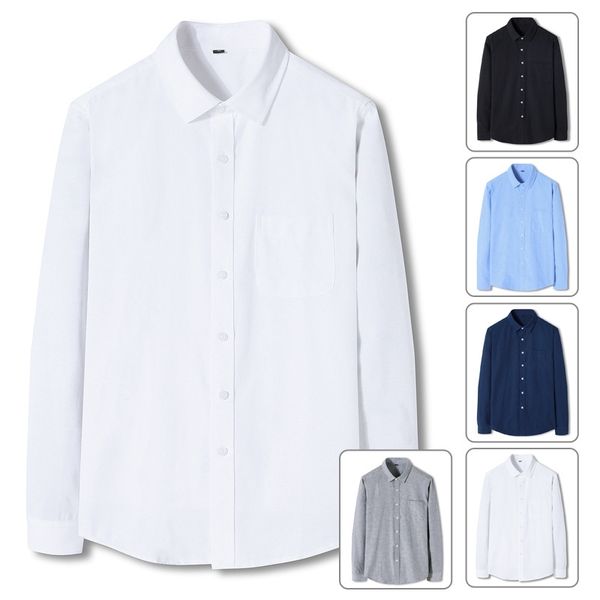

long sleeve men's non iron solid color shirt youth professional leisure simple business batch, White;black