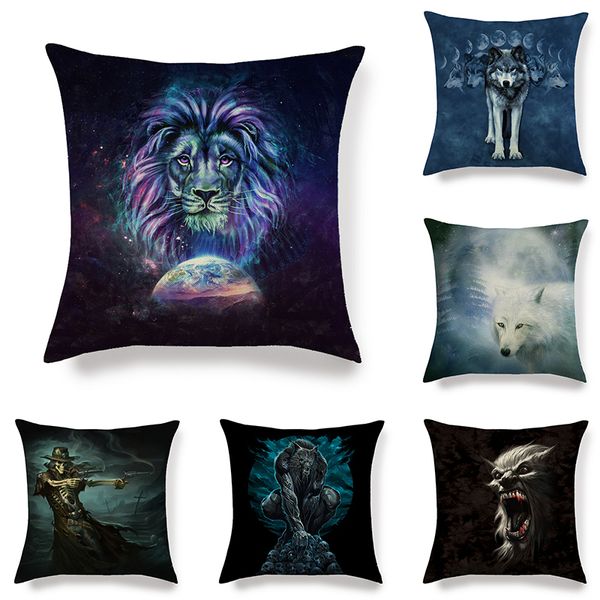 

45cm*45cm animals wolf design linen/cotton throw pillow covers couch cushion cover home decorative pillow covers
