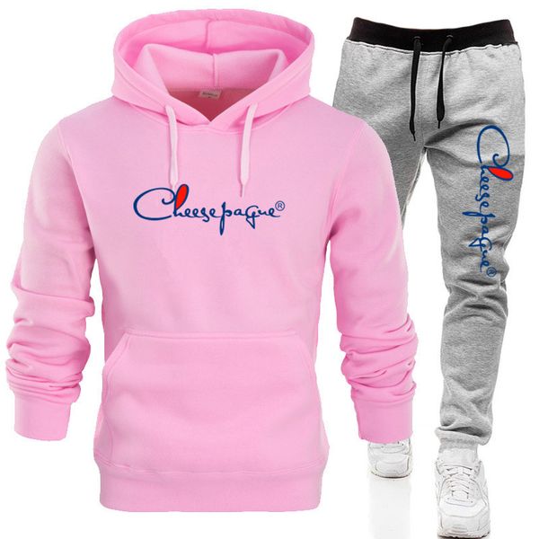 

2022 men brand logo tracksuit casual hoodies sweatshirt+sweatpants 2 piece set male pullover hoody hip-hop streetwear clothes s-3xl, Gray