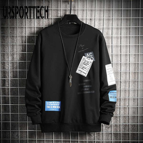 

ursporttech hoodie sweatshirt men autumn black white hip hop punk pullover streetwear casual fashion hooy man plus oversized 5xl 210528