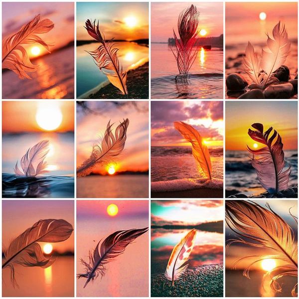 

diamond painting evershine 5d diy sunset cross stitch kit embroidery feather mosaic scenery sale picture rhinestones art
