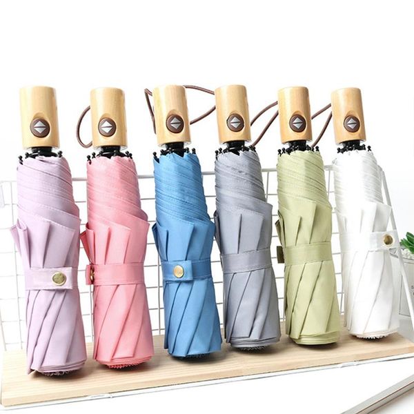 

umbrellas lydia automatic umbrella men women poplar wooden windproof mixed yarn cationic cloth folding rain paraguas