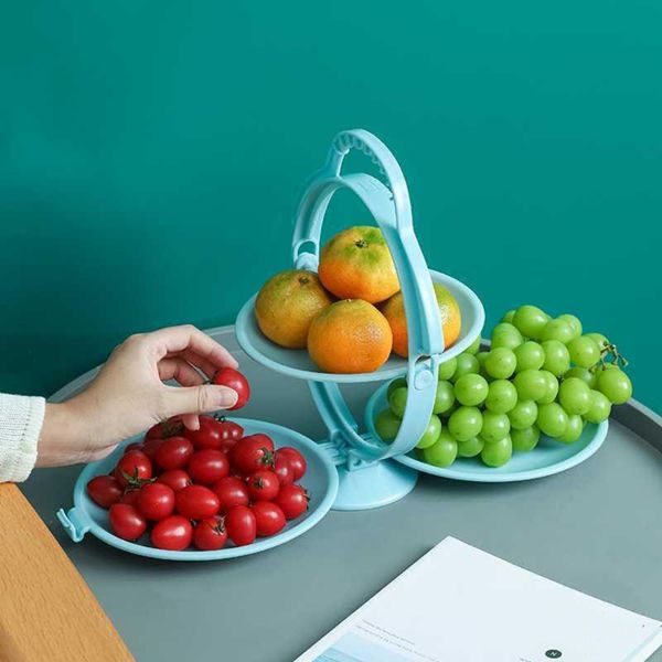 

storage baskets foldable fruit plate candy dish w/handle snack tray kitchen accessories