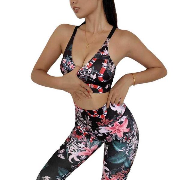 

tracksuits 2021 print fitness moisture absorption and sweat wicking yoga women's sports suit, Gray