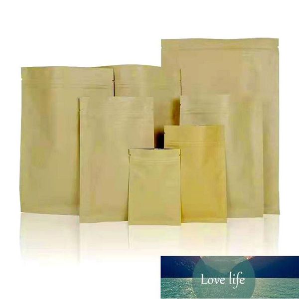 100 pçs / lote kraft papel bolsas de armazenamento resselável rasgo entalhe zíper grãos de café embalagem sacos de fábrica preço especialista design de qualidade Último estilo original