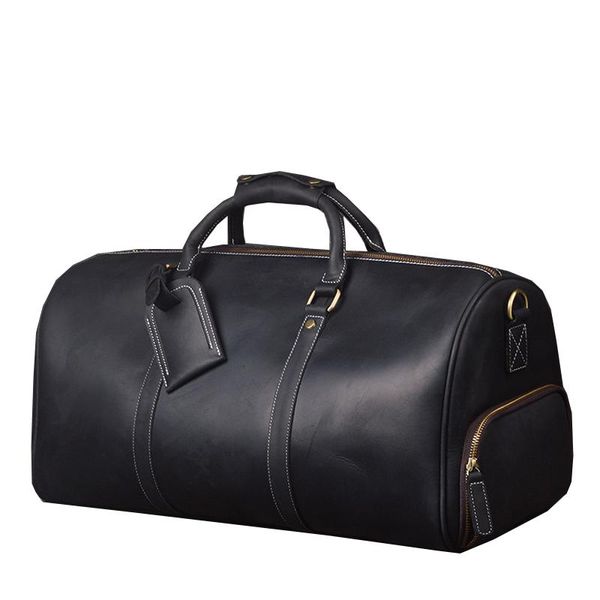 

duffel bags genuine leather handbag men women business travel bag real cow carry hand luggage casual shoulder male female