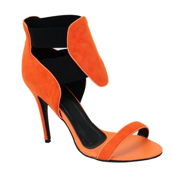 

sandals shoes suede women's handmade heel open-toed high-heeled, Black