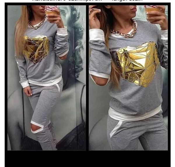 

new tracksuit women sport suit hoodie sweatshirt+pant jogging femme marque survetement sportswear 2pc set 0210, Gray