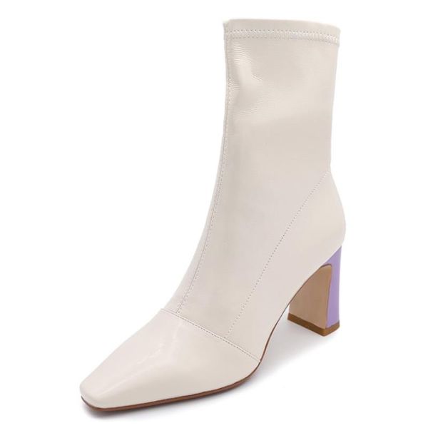 

2022 ins half short boots women winter shoes woman high heel short boots fashion daily zipper footwear size 34-43, Black
