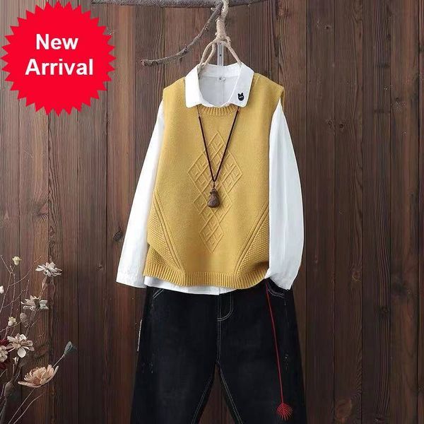 

round neck knitted women's college style pullover waistcoat spring and autumn new woolen vest korean loose sweater, White;black