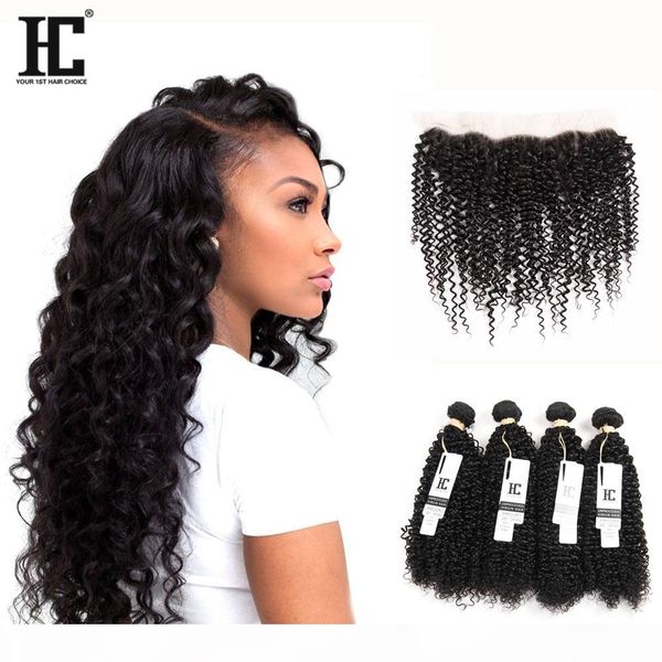 

hc brazilian curly virgin hair with lace frontal brazilian kinky curly weave with frontal 4bundles brazilian virgin hair with lace frontal, Black;brown