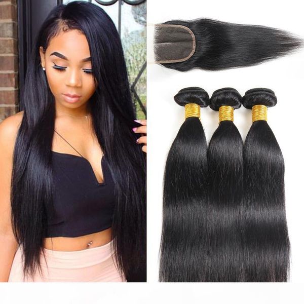 

10a mink brazilian straight body wave unprocessed brazilian virgin hair bundles with closures brazilian body wave straight extensions, Black;brown