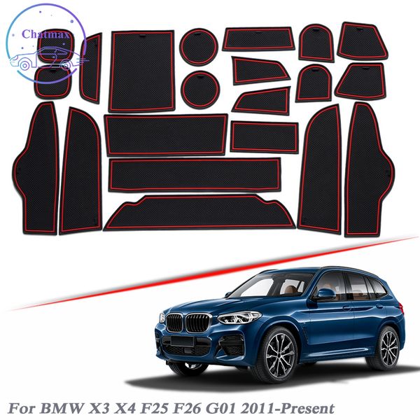 

with car brand logo 21pcs car styling for bmw x3 x4 f25 f26 g01 2011-2020 latex gate slot pad interior door groove mat non-slip dust mat