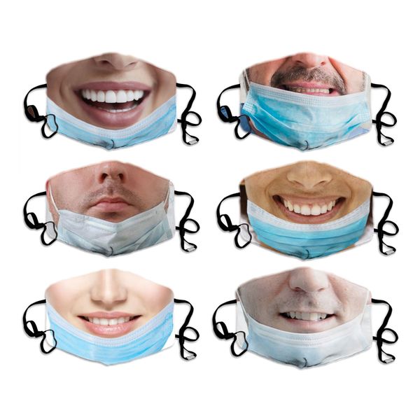 

2021 face mask with funny expressions masks for men women washable printing hanging ears anti dust anti-haze facemasks fy9373