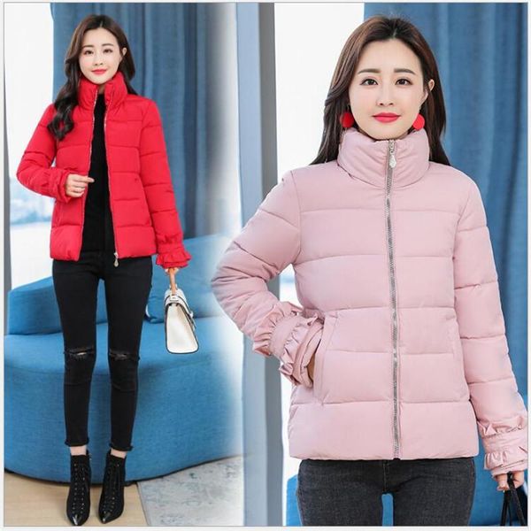 

women's trench coats 2021 women winter jacket short cotton padded womens coat autumn casaco feminino inverno solid female parka stand c, Tan;black