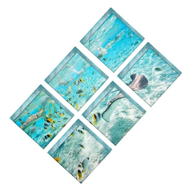 

6 pcs the underwater world bath treads sticker non-slip saftey shower bathtub stickers