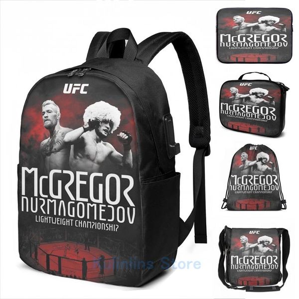 

backpack funny graphic print conor-mcgregor usb charge men school bags women bag travel laptop