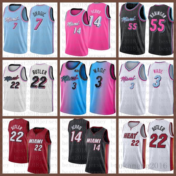 

2021 New Basketball Jersey MiamiHeatMens Dwayne Dwyane 3 Wade Jimmy 22 Butler Tyler 14 Herro Bam 13 Adebayo Wine Red, Mens jersey