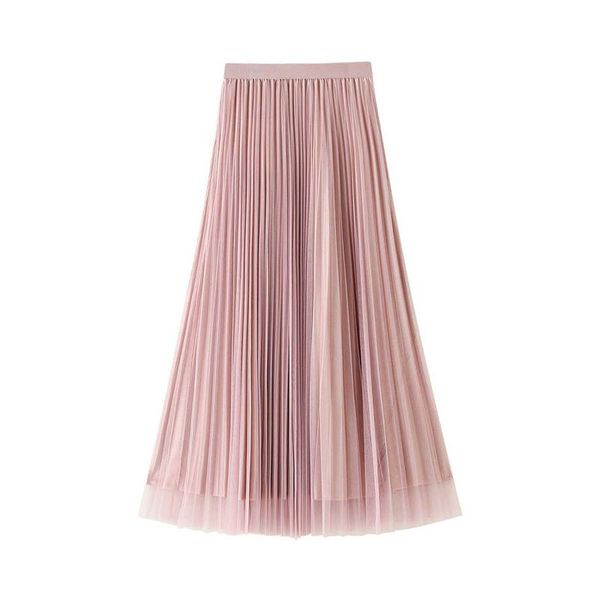 

skirts ladies vintage summer womens casual elastic high waist elegant midi pleated mesh tutu skirt women tulle female, Black