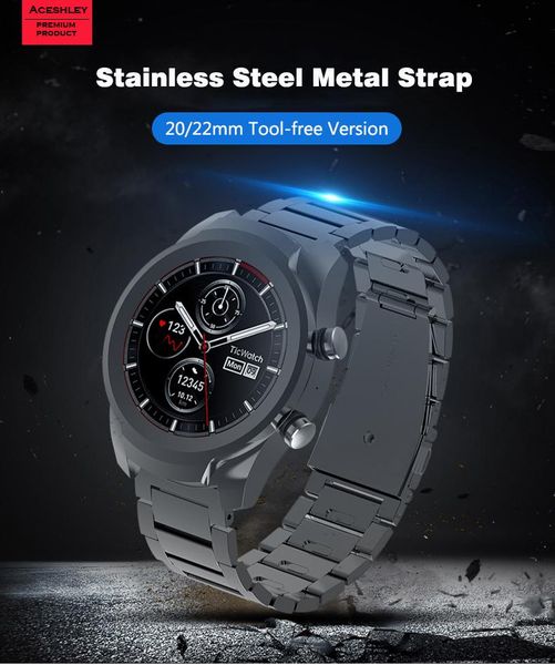 

watch bands quick release stainless steel for samsung s1 s2 s3 active 22mm replacement metal paten 3-link bracelet accessories, Black;brown