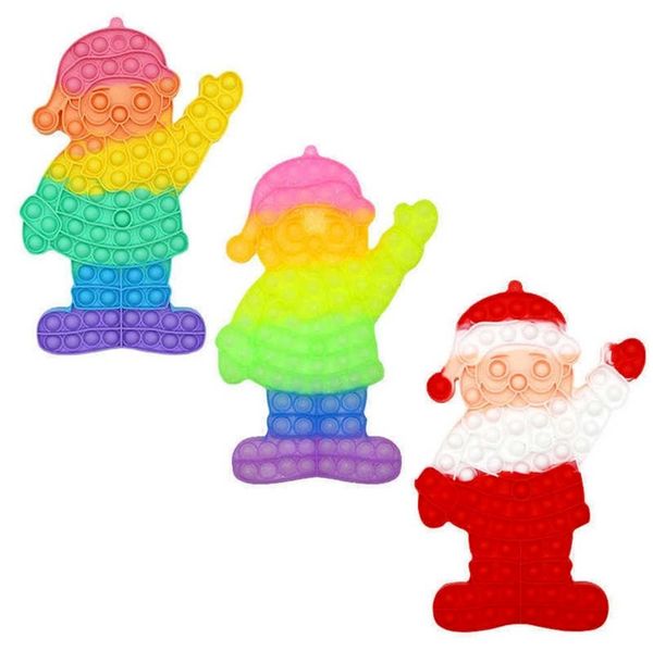 

31cm giant fidget toys jumbo large rainbow finger push bubbles puzzle toys santa claus shaped sensory rubber christmas zc05