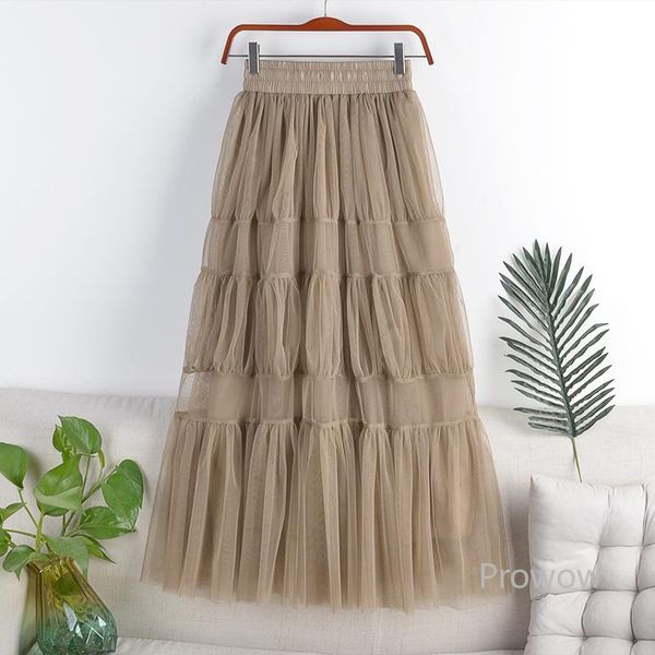 

skirts 3 layered mesh party princess skirt women 2021 spring a line pleated long maxi female black mujer faldas