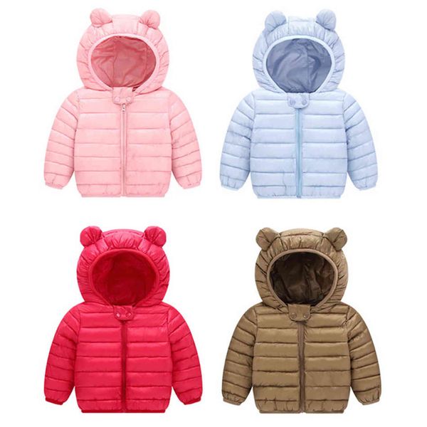 

born winter autumn baby girls hooded jacket coat rabbit ears warm toddler girls coats children outerwear boys kids jackets 211111, Blue;gray