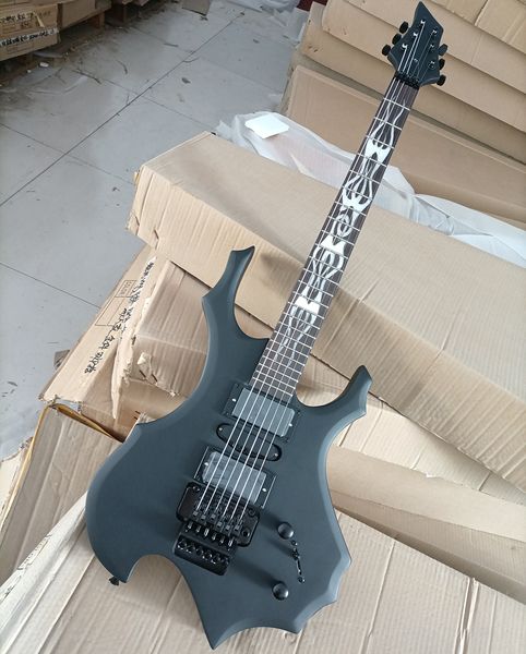 

mate black unusual shaped electric guitar,rosewood fretboard