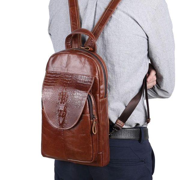 

backpack vintage men genuine leather backpacks for teenager school bag small chest women shoulder crossbody bags travel