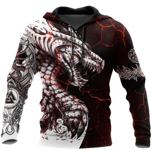 

men's hoodies & sweatshirts spring and autumn 3d digital printing red blue dragon hoodie sweatshirt casual comfortable pullover, Black