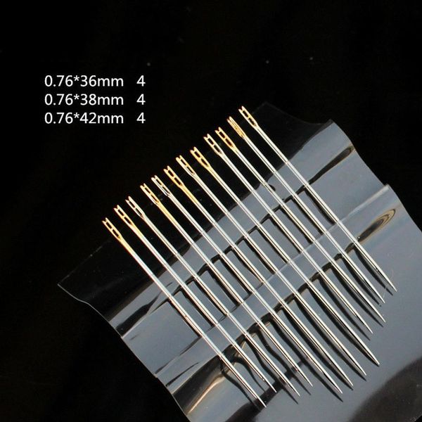 

12pcs/set blind needles gold tail multi-size side opening stainless steel darning hand sewing needles embroidery tool diy needles, Black