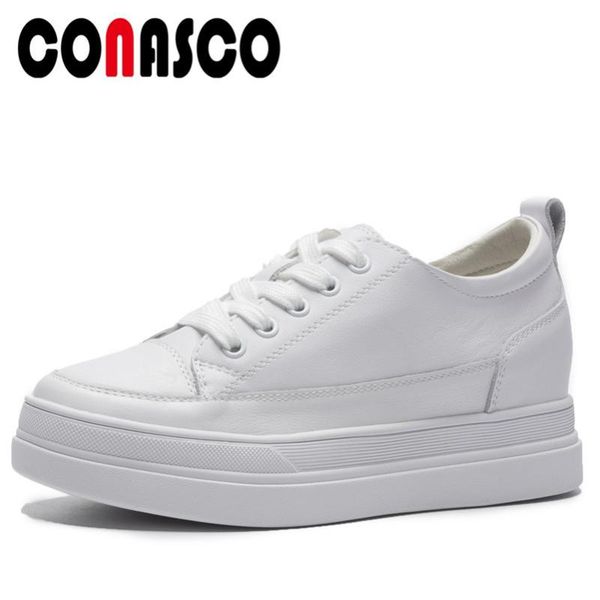 

dress shoes conasco fashion women basic pumps genuine leather spring autumn winter warm increased high heels woman cross-tied sneakers, Black