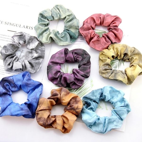 

women color tie dyed scrunchies hairband ponytail holder headband ladies girls elastic hair bands scrunchy hair ties ropes scrunchie h26be2o, Slivery;white