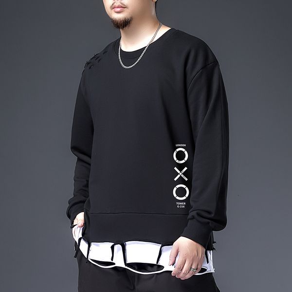 

2021 plus 7xl-m spring autumn men's new sweater long-sleeved t-shirt fake large size all-match casual stitching ge8u, White;black