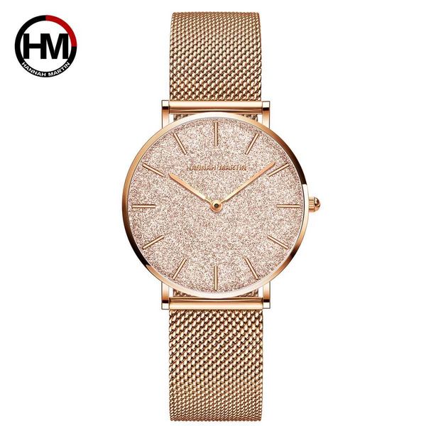 Сахара Desert Design Flash Роскошная Япония Кварцевые наручные часы из нержавеющей стали Розовое золото Водонепроницаемые женские часы капля 210616