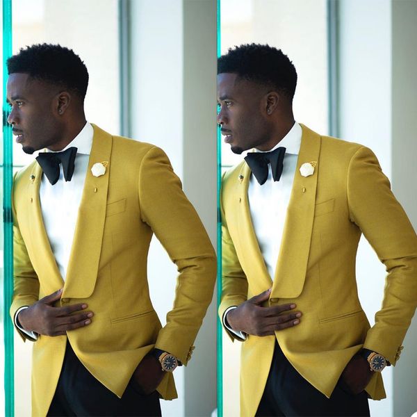 

light yellow mens jacket suit one button shawl lapel groom man coat business wedding blazer tuxedos one piece, Black;gray