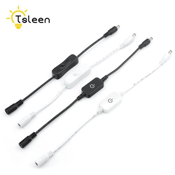 

smart home control 1pc dc 12-24v power adapter turn on off led strips plug with cable connector inline 2 types 5.5x2.1mm switch