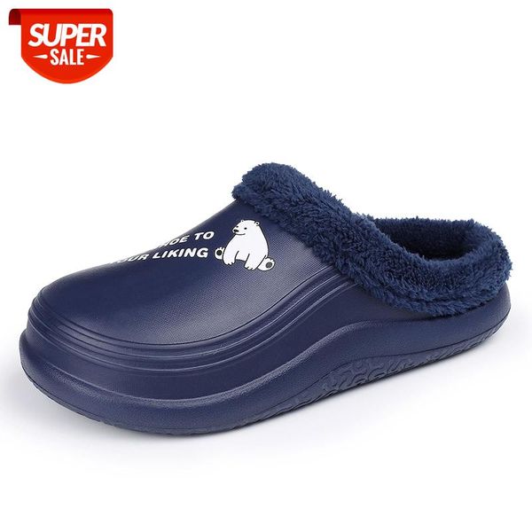 

men's slipper winter home slipper men warm indoor bedroom slides cartoon bear cotton shoes waterproof non-slip shoes size 41-46 #gh7f, Black