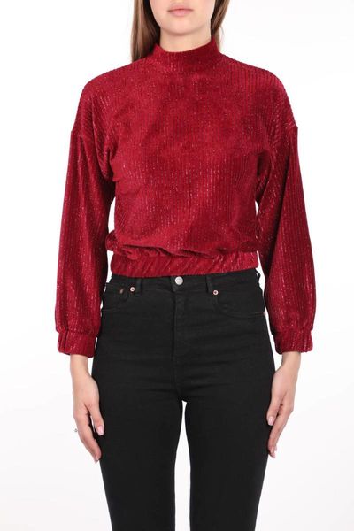 

markapia upright collar velvet blouse, White
