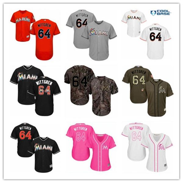 

miami baseball jersey men women youth marlin yelley jersey 64 nick wittgren baseball wear red white size s-xxl, Blue;black
