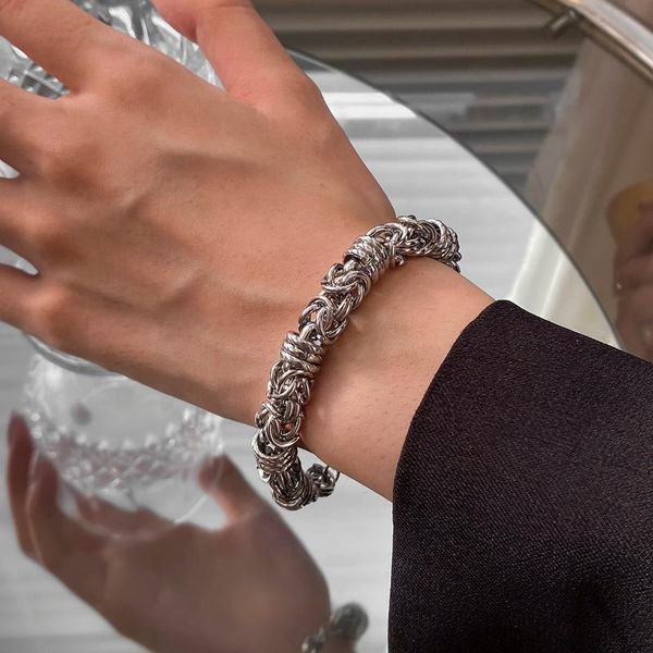 

link, chain shixin vintage stainless steel bracelet for women/men fashion thick hand chains jewelry designer trendy, Black