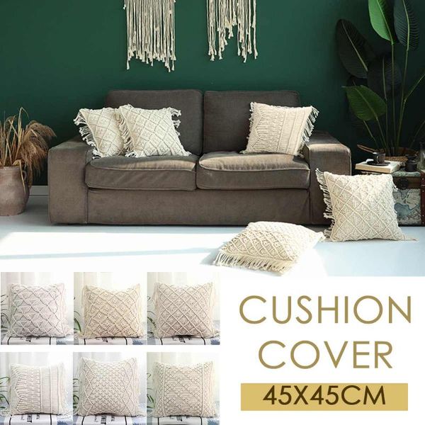 

cushion/decorative pillow hand made cushion covers macrame hand-woven cotton thread geometry bohemia style pillowcase home decor filler